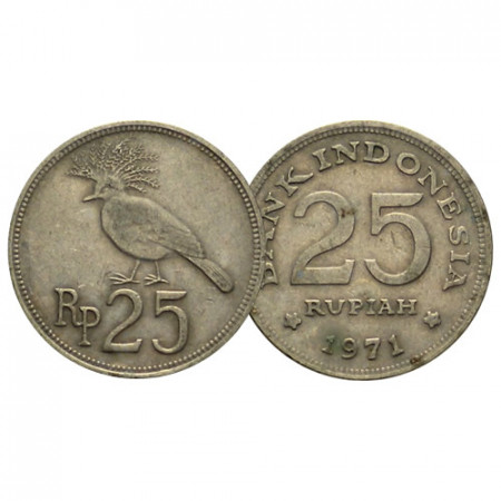 1971 * 25 Rupiah Indonesia "Victoria Crowned Pigeon" (KM 37) BB