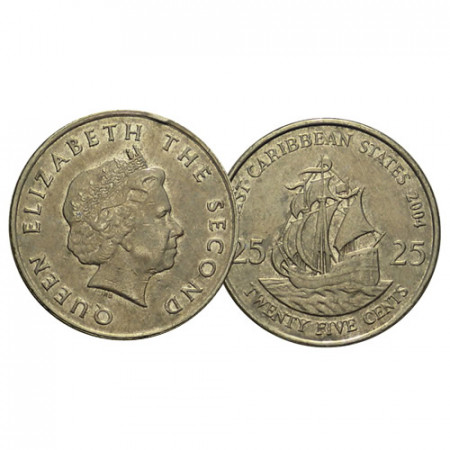 2004 * 25 Cents Stati dei Caraibi Orientali - East Caribbean States "Elisabetta II - 4th Portrait" (KM 38) MB