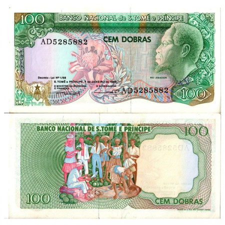1989 * Banconota Sao Tomé e Príncipe 100 Dobras "Rei Amador" (p60) SPL