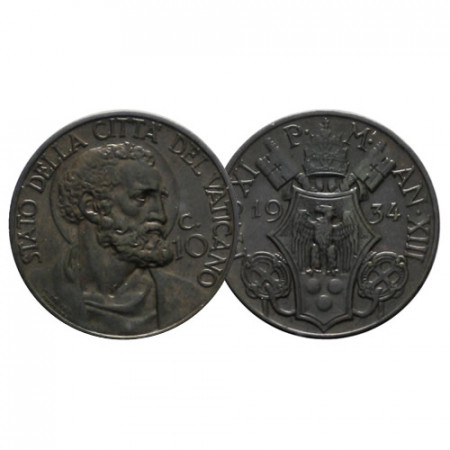 1934 XIII * 10 Centesimi Vaticano "Pio XI - San Pietro" (KM 2 G 70) SPL