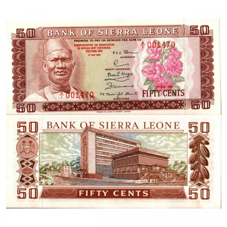 1980 * Banconota Sierra Leone 50 Cents "Conference in Freetown" (p9) FDS