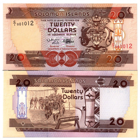 ND (1996) * Banconota Isole Salomone 20 Dollars "Warriors" (p21) FDS