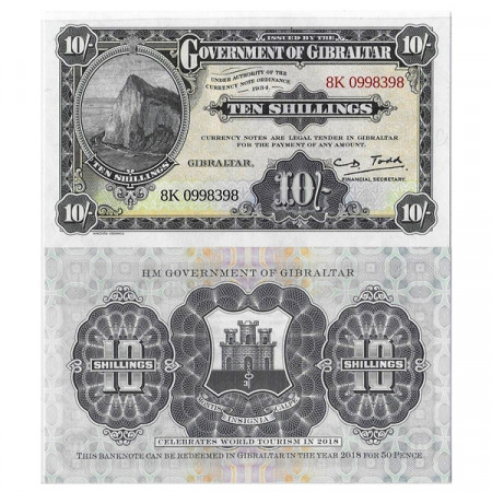 2018 * Banconota Gibilterra 10 Shillings "World Tourism" (pCS) FDS