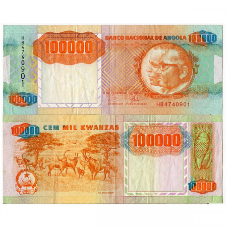 1991 (1993) * Banconota Angola 100.000 Kwanzas "JE dos Santos - A Neto" ERRORE (p133x) BB