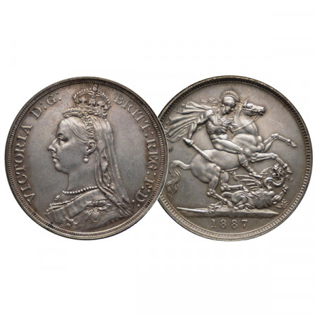 1887 * 1 Crown Argento Gran Bretagna "Vittoria - San Giorgio" (KM 765) SPL