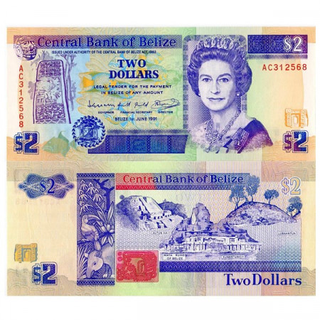 1991 * Banconota Belize 2 Dollars “Elisabetta II” (p52b) FDS