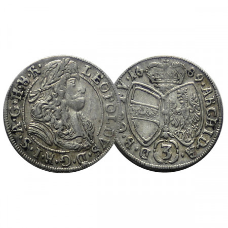 1689 * 3 Kreuzer Argento Austria "Leopoldo I d'Asburgo" (KM 1245) BB+