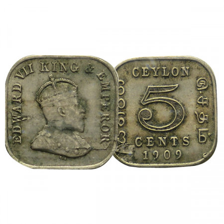 1909 * 5 Cents Ceylon "Edoardo VII" (KM 103) BB