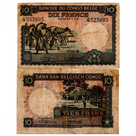 1948 * Banconota Congo Belga 10 Francs "Watussi" (p14E) MB