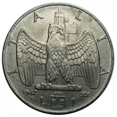 1942 XX * 1 Lira Italia Regno "Vittorio Emanuele III - Impero" (KM 77b G158) SPL