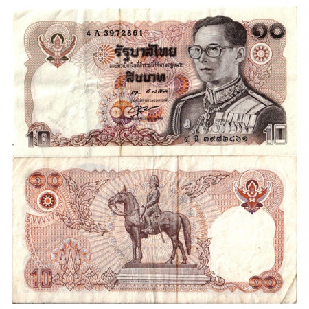 BE2523 (1980) * Banconota Thailandia 10 Baht "King Rama IX - King Rama V" (p87) BB