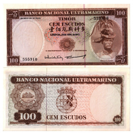 1963 * Banconota Timor 100 Escudos "Régulo D Aleixo" (p28a) FDS