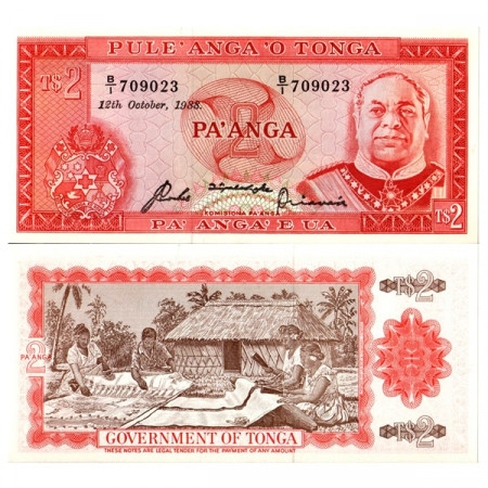 1988 * Banconota Tonga 2 Pa'anga "King Tupou IV" (p20c) FDS