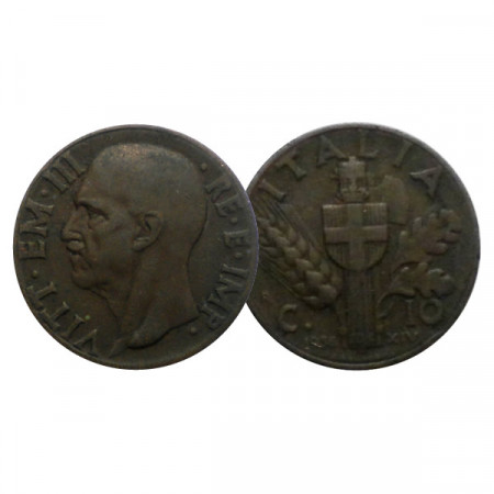 1936 XIV * 10 Centesimi Rame Italia Regno "Vittorio Emanuele III - Impero II°" (G 247 - KM 74) BB