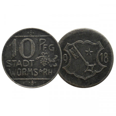 1918 * Notgeld Germania-Hessen 10 Pfennig "Hessen - Worms" (F 613.2a) BB+