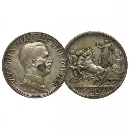 1915 * 2 Lire Argento Italia "Vittorio Emanuele III - Quadriga Briosa" (KM 55 G 102) BB