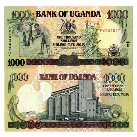 2003 * Banconota Uganda 1000 Shillings "Peasant - Grain Silo" (p39A) FDS