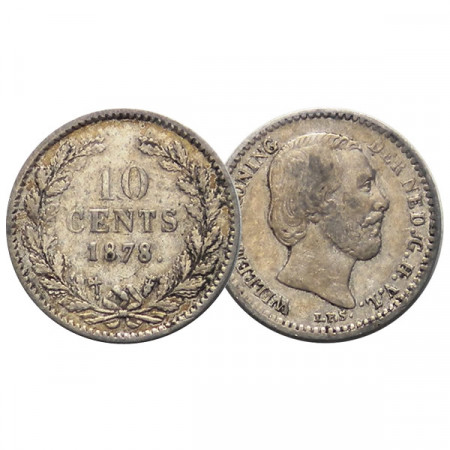 1878 * 10 Cents Argento Olanda - Paesi Bassi "Guglielmo III" (KM 80) BB