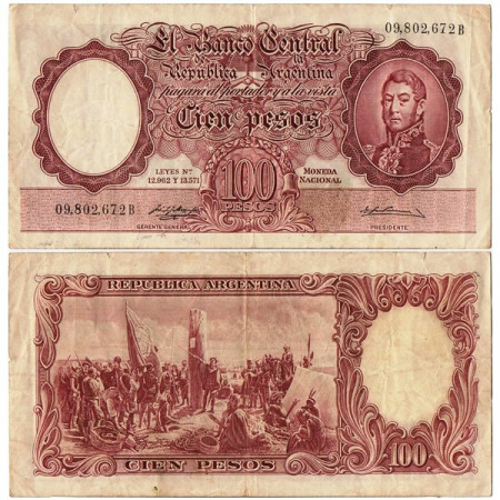 ND (1957-67) * Banconota Argentina 100 Pesos "J de San Martin" (p272a) BB