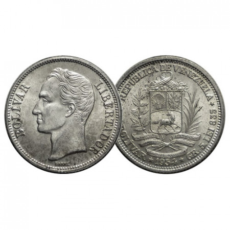 1954 (p) * Gram 5 (1 Bolivar) Argento Venezuela "Simón Bolívar" (Y 37) FDC