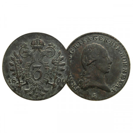 1800 S * 3 Kreuzer Austria "Francesco II - Schmöllnitz" (KM 2115.3) MB/BB