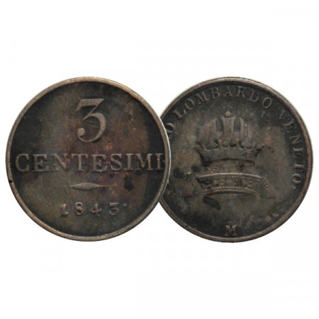 1843 M * 3 Centesimi Austria "Ferdinando I - Lombardo-Veneto, Milano" (C 13.1) BB