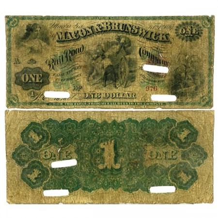 1867 * Banconota Stati Uniti d'America 1 Dollar "Macon & Brunswick" (px) B
