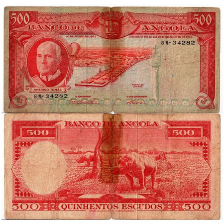 1962 * Banconota Angola 500 Escudos "Américo Tomás" (p95) B