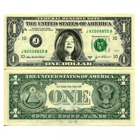 2003 A * Banconota Stati Uniti 1 Dollar "Celebrity  - Janis Joplin" (pCL7) FDS