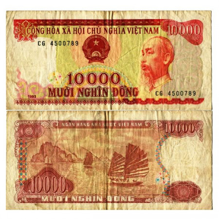 1993 * Banconota Vietnam 10.000 Dong "Ho Chi Minh" (p115a) MB