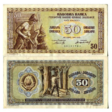 1946 * Banconota Jugoslavia 50 Dinara "Miner" (p64a) qSPL