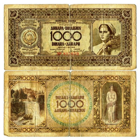1946 * Banconota Jugoslavia 1000 Dinara "Peasant Woman" (p67a) B