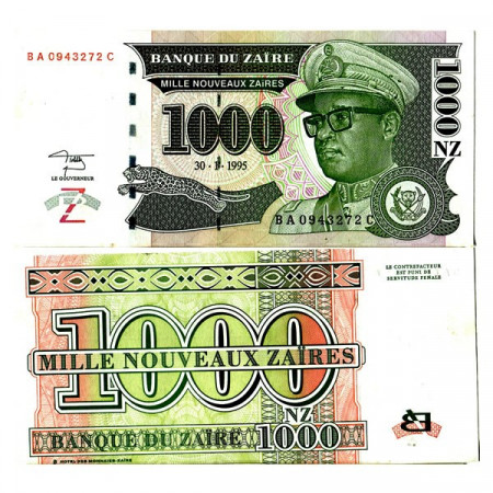 1995 * Banconota Zaire 1000 Nouveaux Zaires "Mobutu Sese Seko - HdMZ" (p67) qFDS