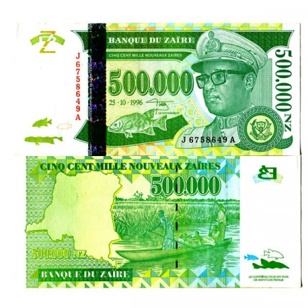 1996 * Banconota Zaire 500.000 Nouveaux Zaires "Mobutu Sese Seko" (p78a) qFDS