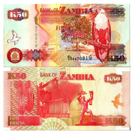 2008 * Banconota Zambia 50 Kwacha "Fish Eagle" (p37g) FDS