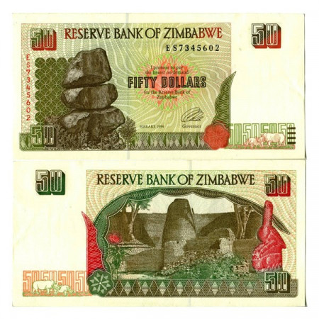 1994 * Banconota Zimbabwe 50 Dollars "Chiremba Rocks" (p8a) FDS