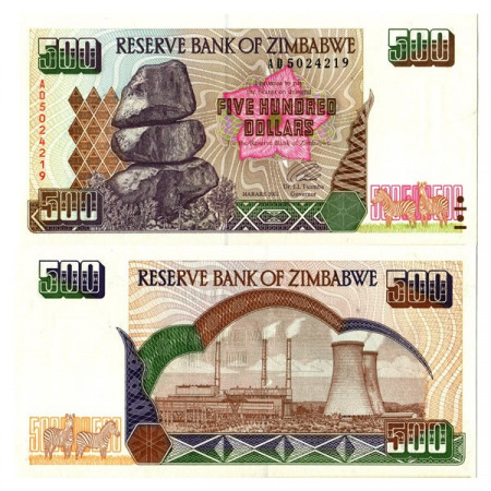 2001 * Banconota Zimbabwe 500 Dollars "Chiremba Rocks" (p11a) FDS