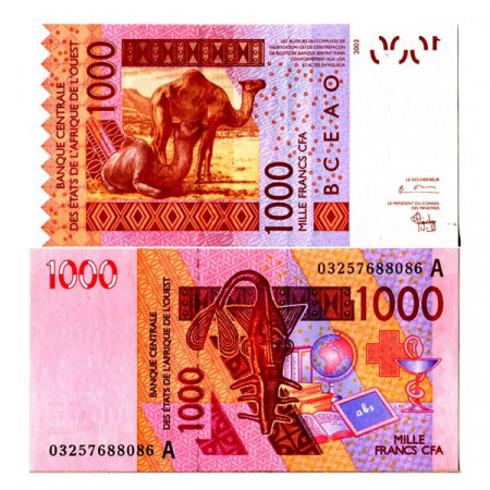 2003 A * Banconota Stati Africa Occidentale "Costa d'Avorio" 1000 Francs "Camels" (p115Aa) FDS