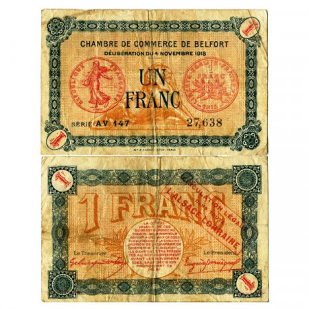 1918 * Banconota Francia 1 Franc "Belfort" (pP23) MB