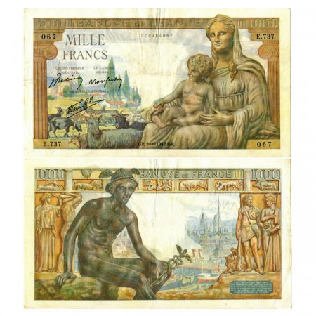 1942 * Banconota Francia 1000 Francs "Déesse Déméter" (p102) BB