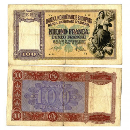 ND (1940) * Banconota Albania 100 Franga "Occupazione Italiana" (p8) MB