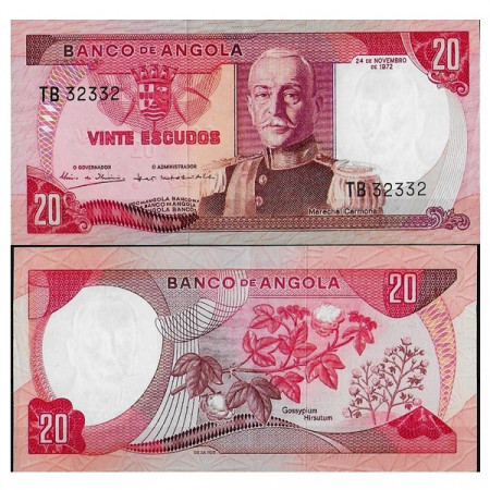 1972 * Banconota Angola 20 Escudos "M Carmona" (p99) SPL+
