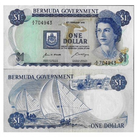 1970 * Banconota Bermuda 1 Dollar "Elisabetta II" (p23a) SPL