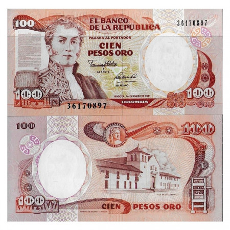 1991 * Banconota Colombia 100 Pesos Oro "General A Nariño" (p426e) FDS