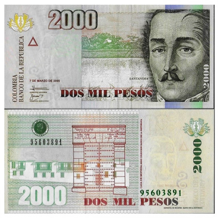 2005 * Banconota Colombia 2000 Pesos "General F Santander" (p457a) FDS