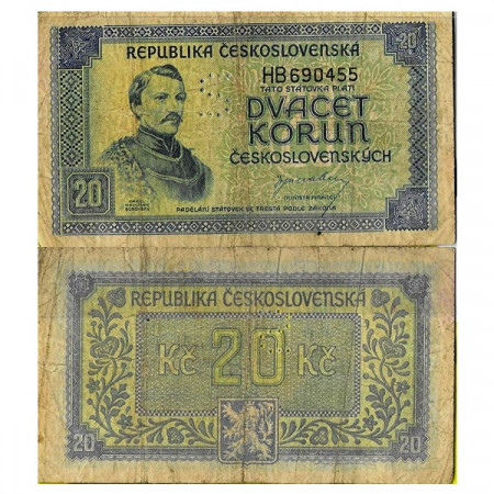 ND (1945) * Banconota Cecoslovacchia 20 Korun "Karel Havlicek - Perforated S" (p61a) MB