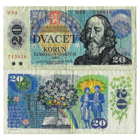 1988 * Banconota Cecoslovacchia 20 Korun "Jan Amos Komensky" (p95) MB