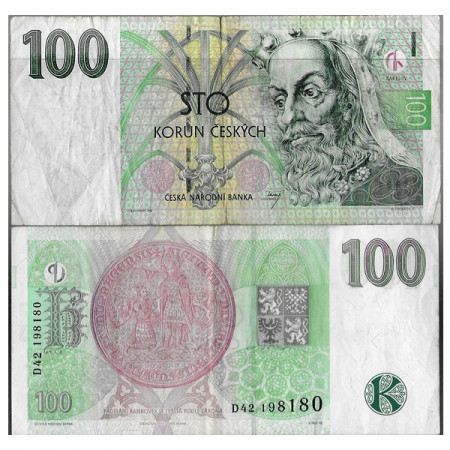 1997 * Banconota Repubblica Ceca 100 Korun "King Karel IV" (KM 18) MB+
