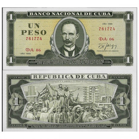 1986 * Banconota Cuba 1 Peso "José Martí" (p102c) FDS