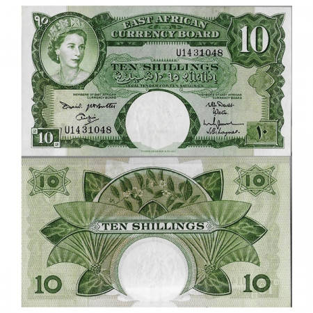 ND (1961-63) * Banconota East Africa - Africa Orientale 10 Shillings "Elizabeth II" (p42a) BB+